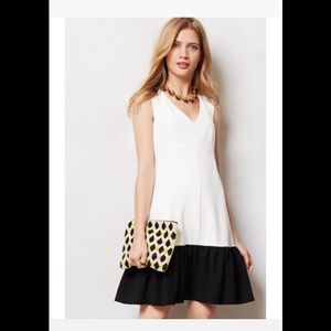 Anthropologie ivory and black cocktail dress
